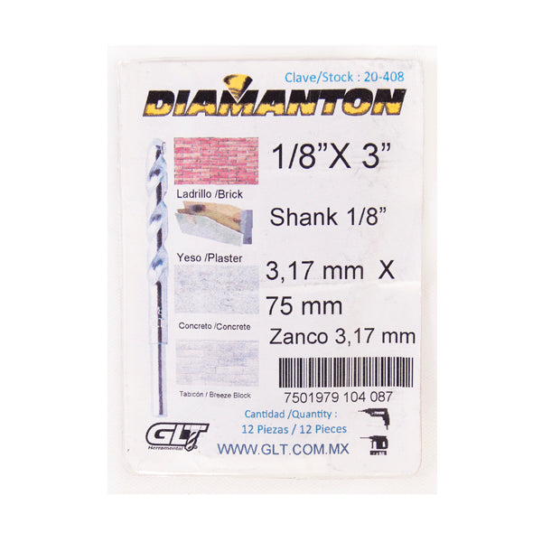 Broca para Concreto 9/16" x 6" Zanco estándar ?" Diamanton Wi 74 GLT ®