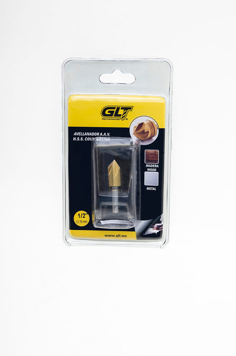 Avellanador 90° 1/2" Acero Alta Velocidad Tin Zanco 1/4". GLT ®