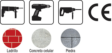 23-717 Broca para Concreto 5/16"X12" Diamantón Wi 74 Dual Industrial Zanco Compatible SDS®.