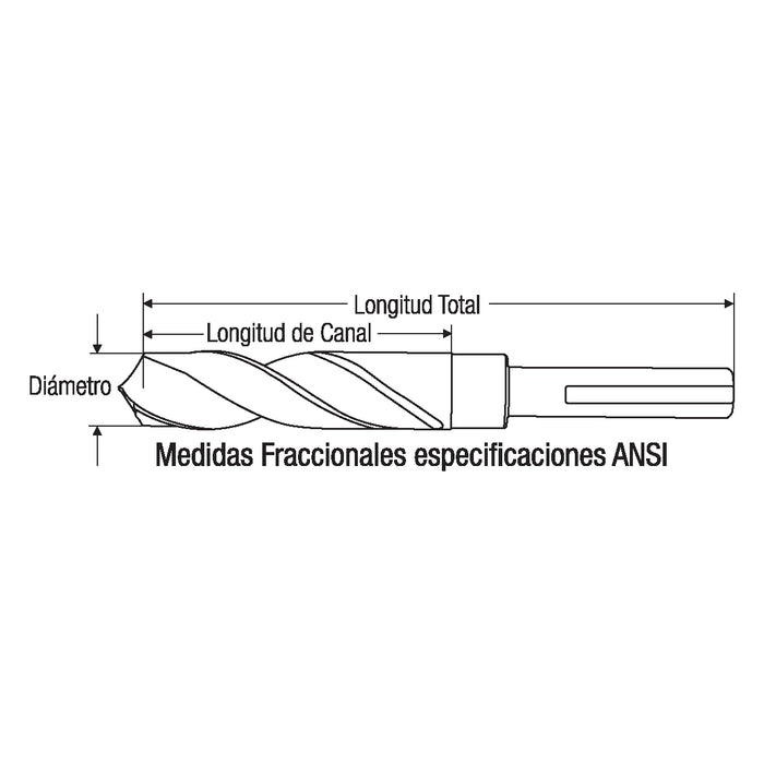 Broca 5/8" Fraccional Zanco Reducido a 1/2" Longitud normal AAV M2 Punta 118º. GLT®