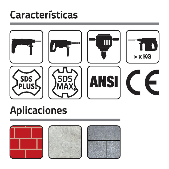 Cincele Plano en Ángulo 38mm de Ancho X 200mm Largo Total para Rotomartillo Zanco compatible SDS. GLT®