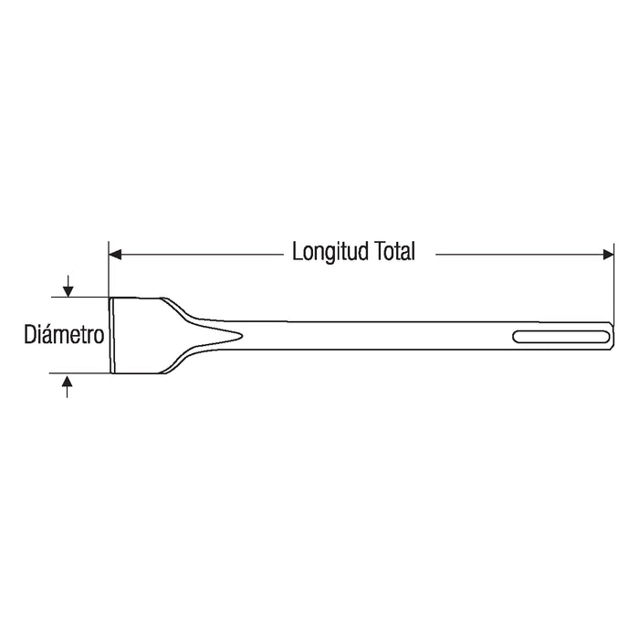 Cincele Plano en Ángulo 38mm de Ancho X 200mm Largo Total para Rotomartillo Zanco compatible SDS. GLT®