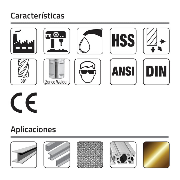 Cortador Anular Ø1-5/8" X Largo 2" Zanco Recto Acero Alta Velocidad Fraccional. GLT®