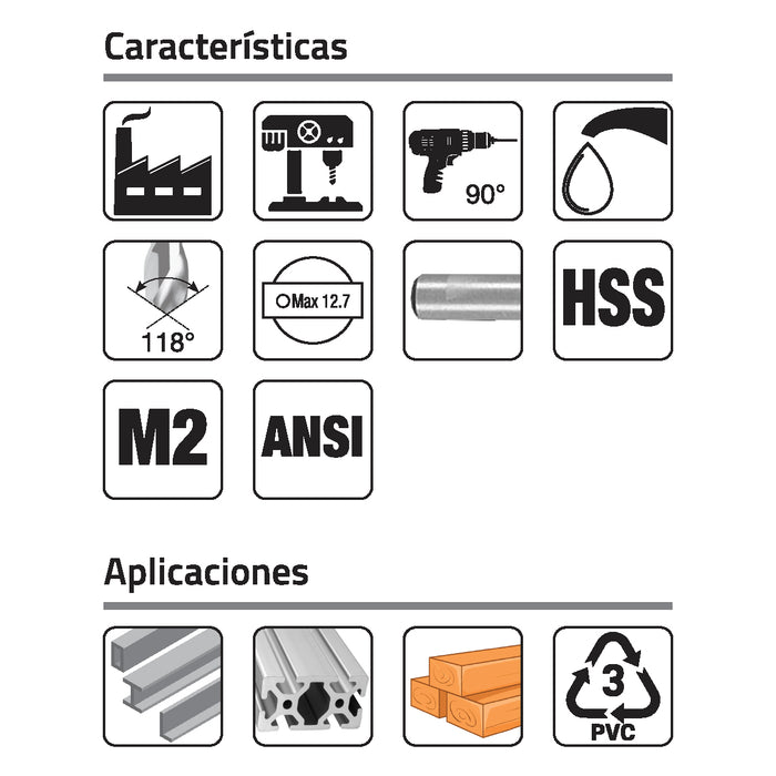 Broca serie corta AV 23/32" HSS Punta 118° GLT ®