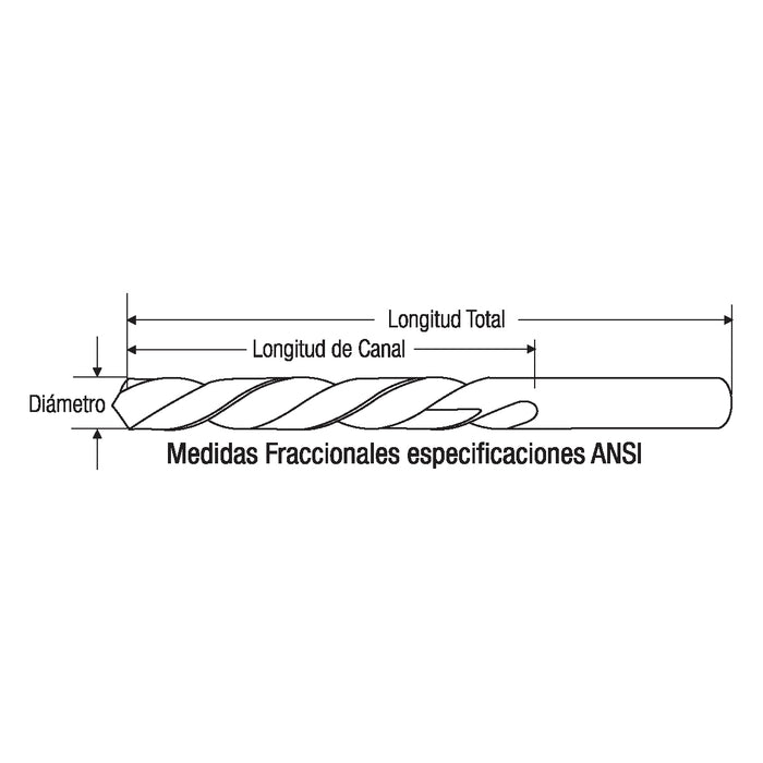 Broca Zanco Recto 1/64" Longitud Normal Acero Alta Velocidad M2 Punta 118º. GLT®