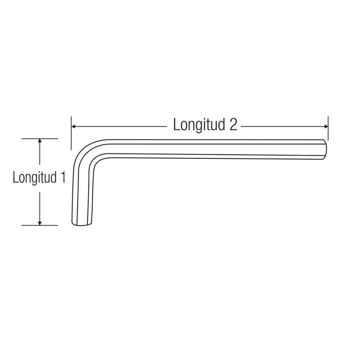 Llave o maneral  12.0mm en "L" 6 puntas hexagonal (allen) milimétrico. GLT ®