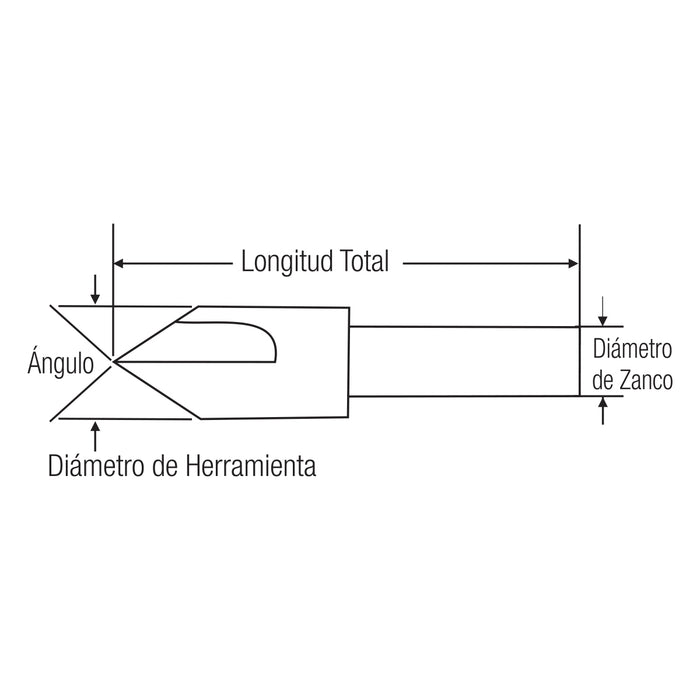 Avellanador 60° 1/4" Acero Alta Velocidad Tin Zanco 1/4". GLT ®