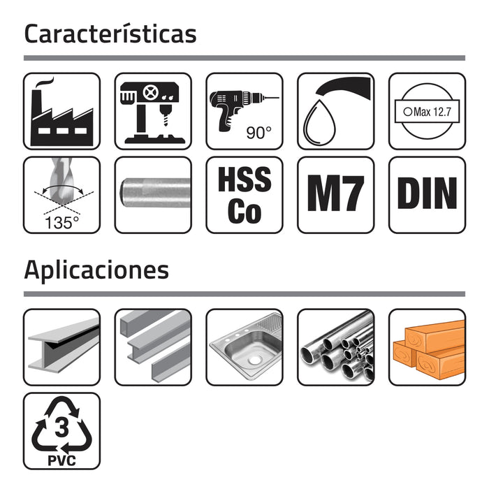 Juego de brocas 29 piezas Tornado fraccional caja metálica GLT®