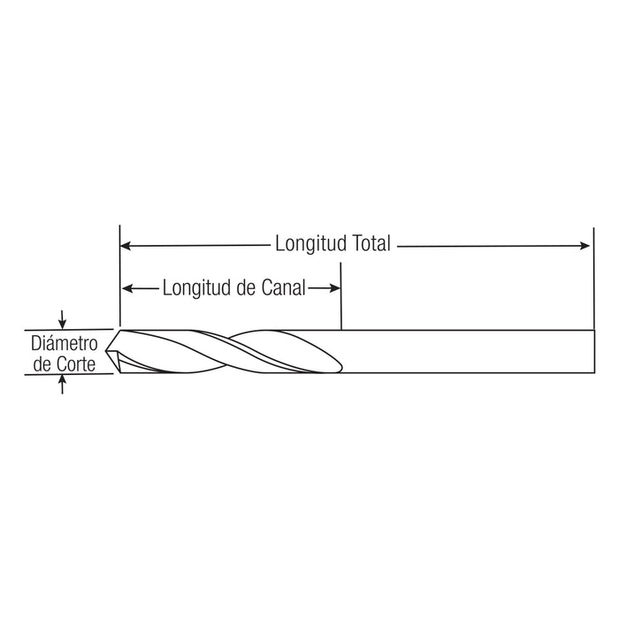 Broca 1/32" Carburo Sólido Zanco Recto Longitud Normal Punta 118°. GLT ®