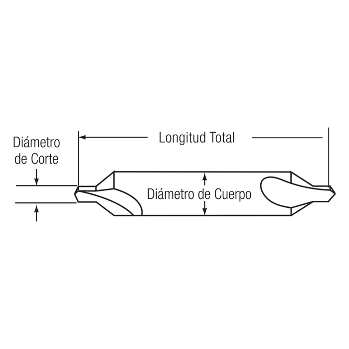 Broca No. 1 para Centros Doble Punta 118° carburo sólido. GLT ®