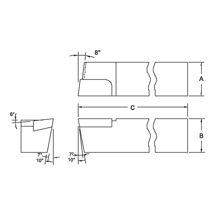 Buril Calzado Ø5/8” Tipo“BR”10 Derecho Grado C-2 Punta de Carburo de Tungsteno GLT®