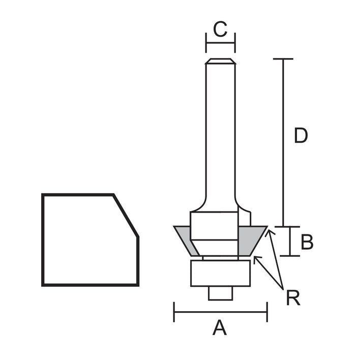 Broca Router Biseleador 25º 5/8" 2 filos W96 Zanco 1/4". GLT ®