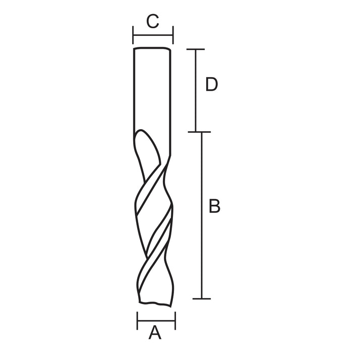 Broca Router 1/2" Spiral Mortising, 2 flautas planas Zanco 1/2". GLT ®