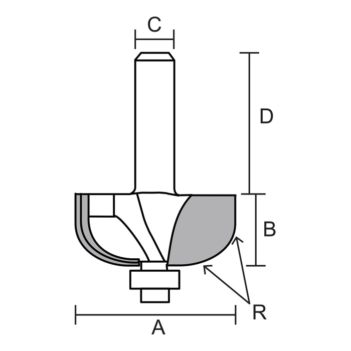 Broca Router Bocel Radio 9,50º X1-1/8"X1/2"X Zanco 1/4". GLT ®