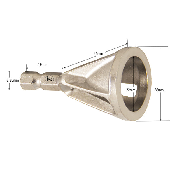 Avellanador de Chaflaneado Desbarbado De Ø4mm hasta Ø22mm Zanco Hex ¼" GLT®