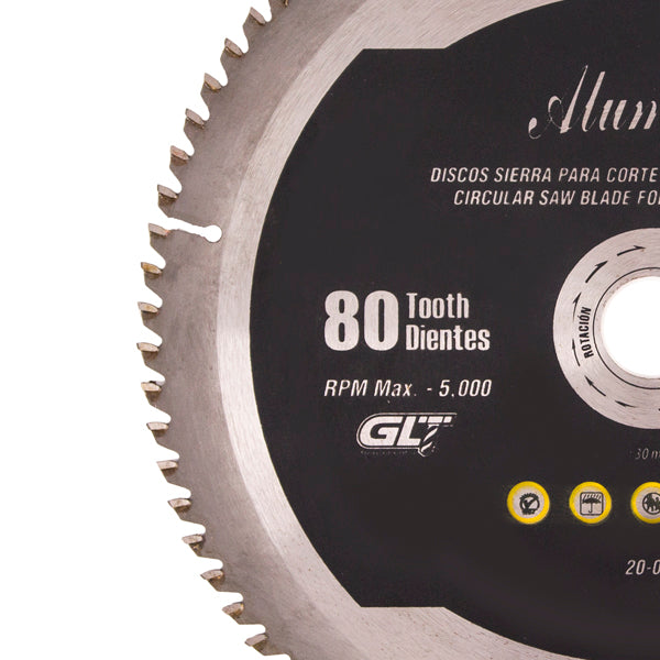 Disco Sierra Circular Ø10”-80 Dientes Carburo Triple Corte (TCG)Para Corte Metales No Ferrosos. Aluminero®