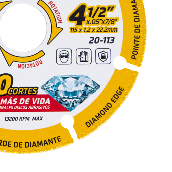 Disco 115X2,0X22,2 Cortador Circular para Concreto 4-1/2". GLT ®