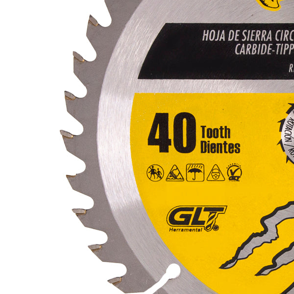 Disco de Sierra Circular 7-1/4”-40 Dientes Carburo Para Corte de Madera. GLT ®