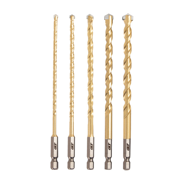 Broca para Concreto Gold Ø3/16″+1/4″+5/16″+3/8″+1/2″X150mm Juego de 5 piezas GLT®