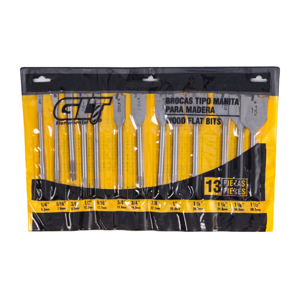 Juego de Brocas para Madera Tipo Manita 13 piezas GLT®