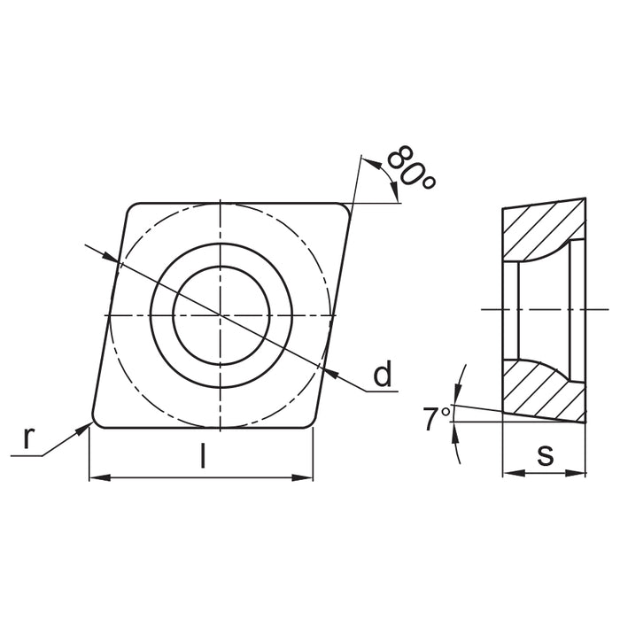 Inserto  Positivo  CCMT 3(2.5)0.5 - KM TP25CG  GLT