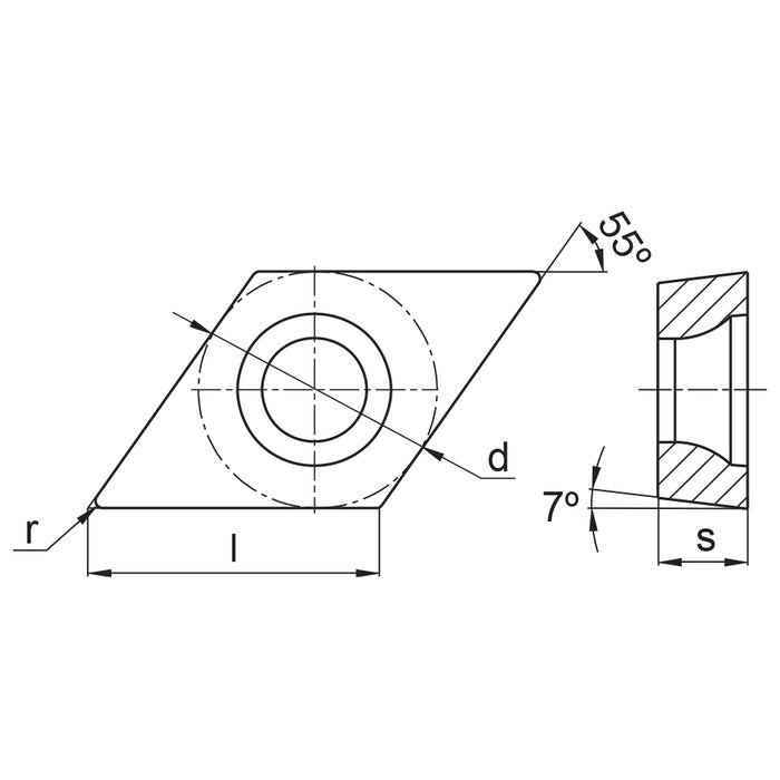 Inserto  Positivo  DCMT2(1.5)1 - KM  TP25CG  GLT