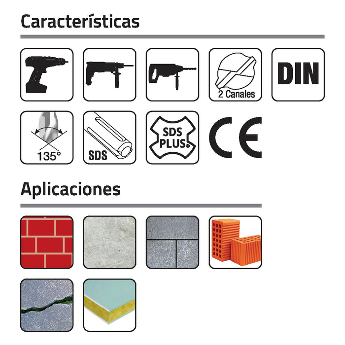 Broca para Concreto 11/16" X 6" Diamantón Wi 74 Compatible Roto martillo  SDS GLT®