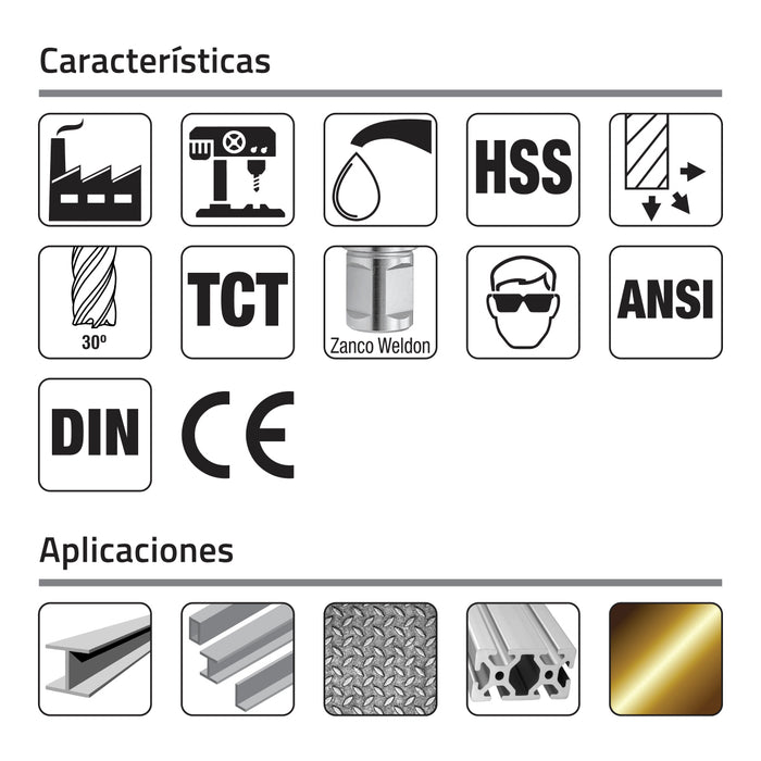 Cortador Anular 1-5/8" X 1-3/8" Profundidad Zanco Weldon Dientes Carburo (TCT).