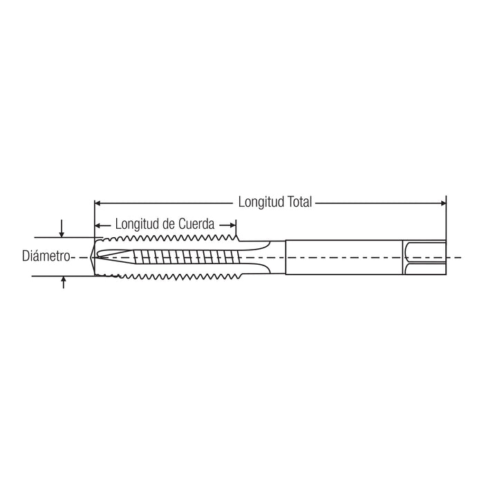 Machuelo 1-1/2"-06 NC Acero Al Carbón Canales Rectos Medidas Fraccionales. GLT®